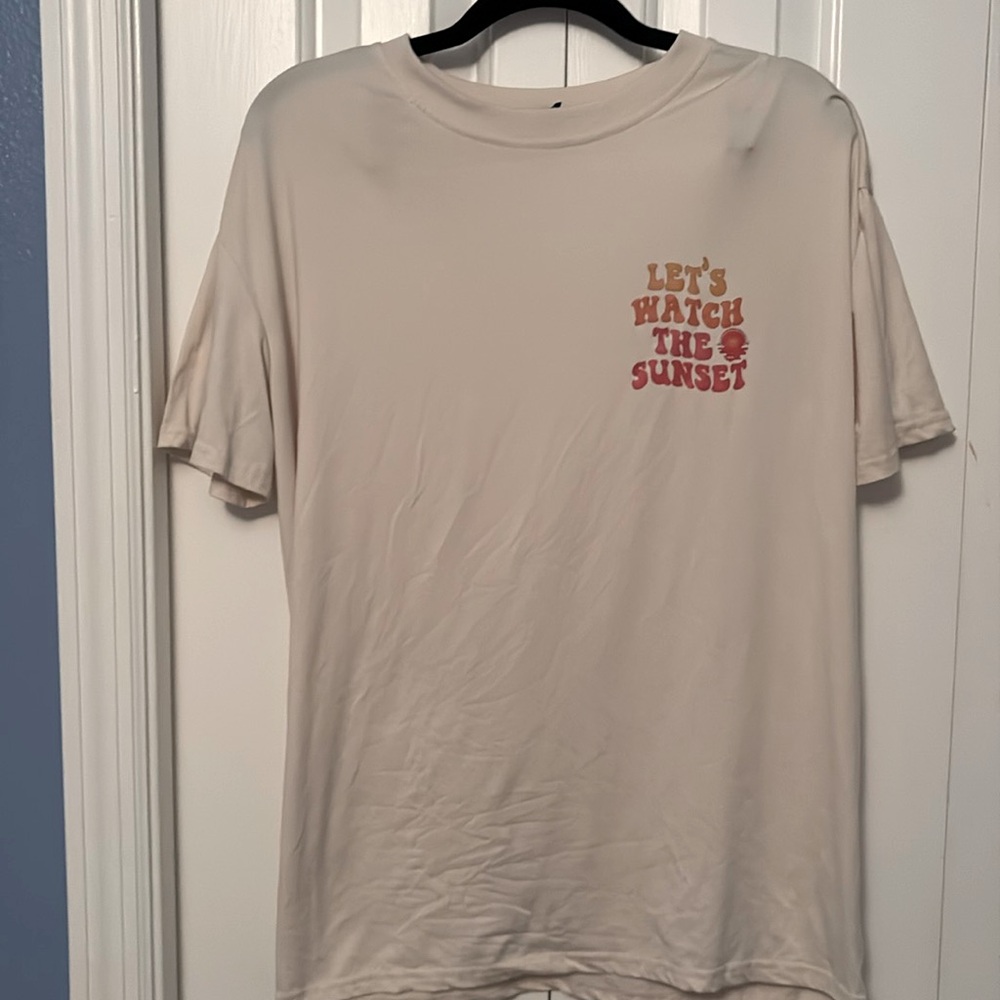 Shein size small cream colored let’s watch the sunset oversize tee.